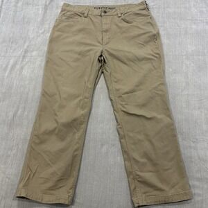 Duluth Trading Flex Fire Hose Pants Men 36x29 Beige Khaki Chino Workwear Stretch